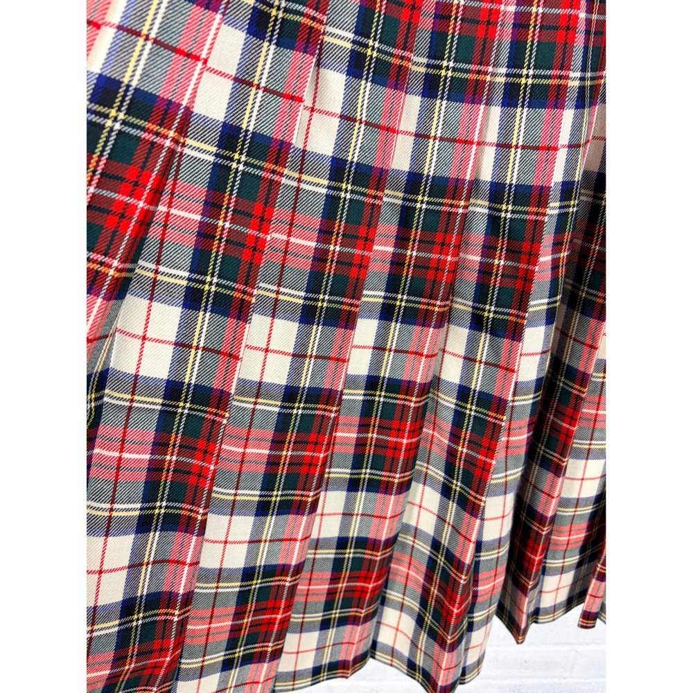 Pendleton Virgin Wool Pleated Skirt Womens 10P Red Tartan Plaid Wool USA Preppy - Picture 10 of 11
